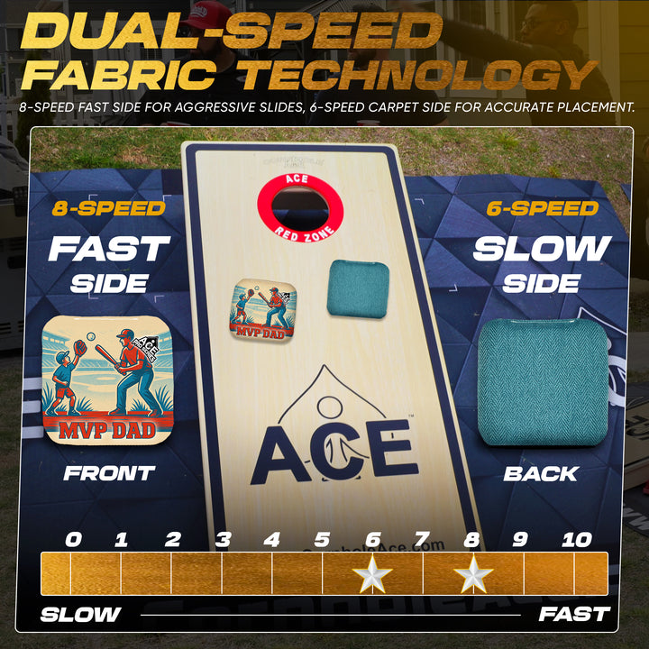 MVP Dad - Teal Carpet - ACE Pro Carpet Cornhole Bags