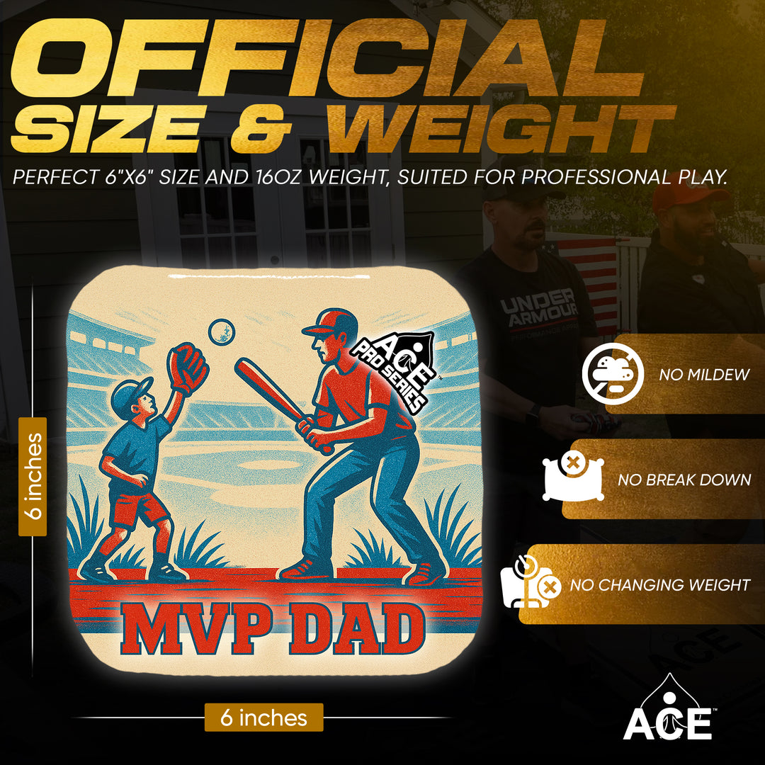MVP Dad - Teal Carpet - ACE Pro Carpet Cornhole Bags