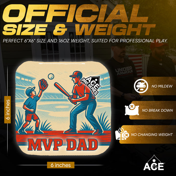 MVP Dad - Teal Carpet - ACE Pro Carpet Cornhole Bags