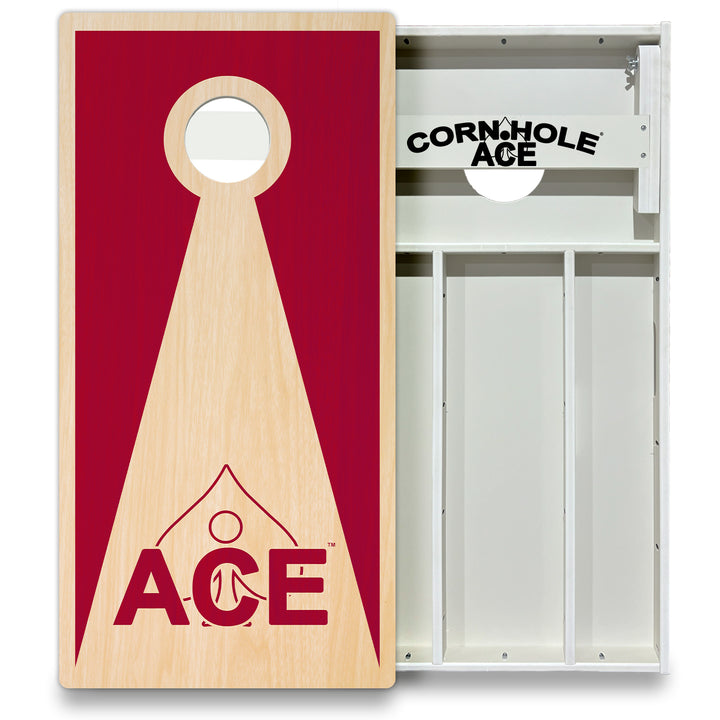 Maroon ACE Inverse Triangle - Cornhole Board Set - All Weather