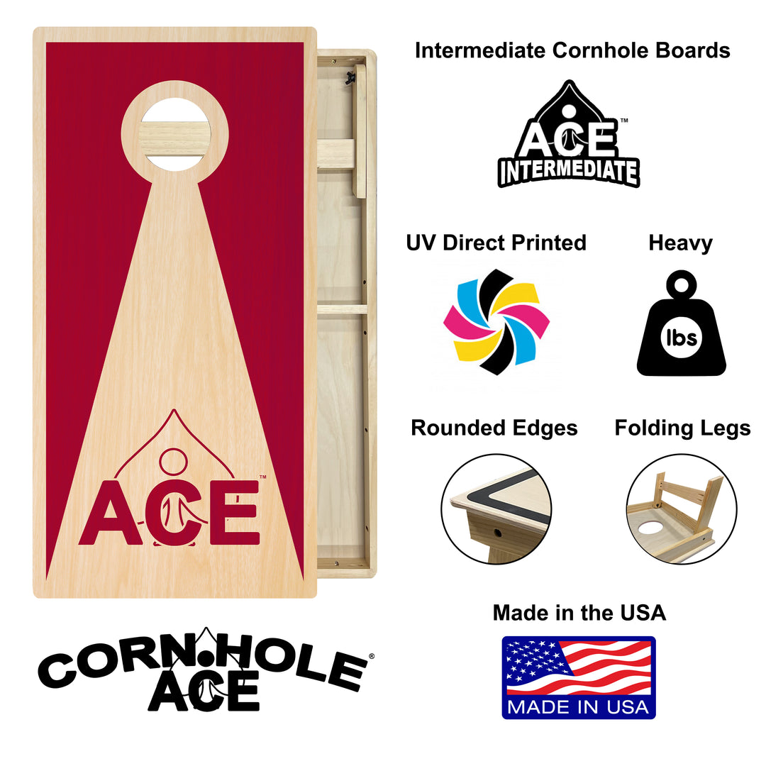 Maroon ACE Inverse Triangle - Cornhole Board Set - Intermediate