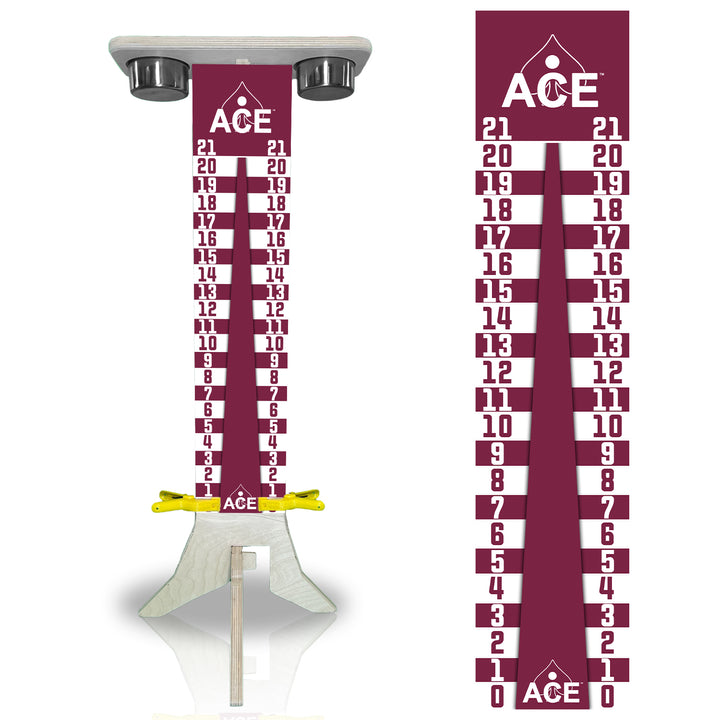 Elite Cornhole Scoreboard - 3ft Tall - Triangle Edition (Maroon/White)