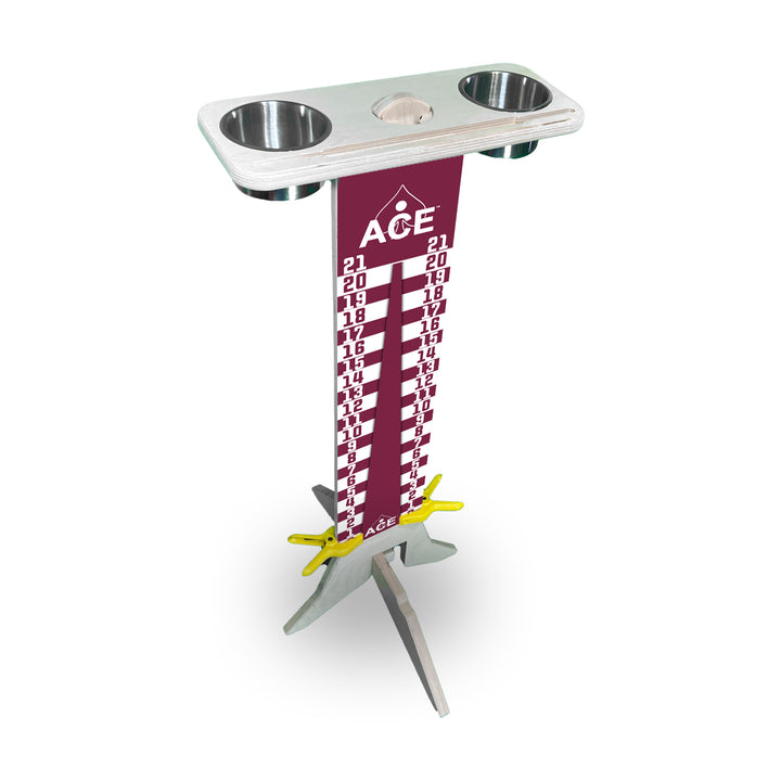 Elite Cornhole Scoreboard - 3ft Tall - Triangle Edition (Maroon/White)