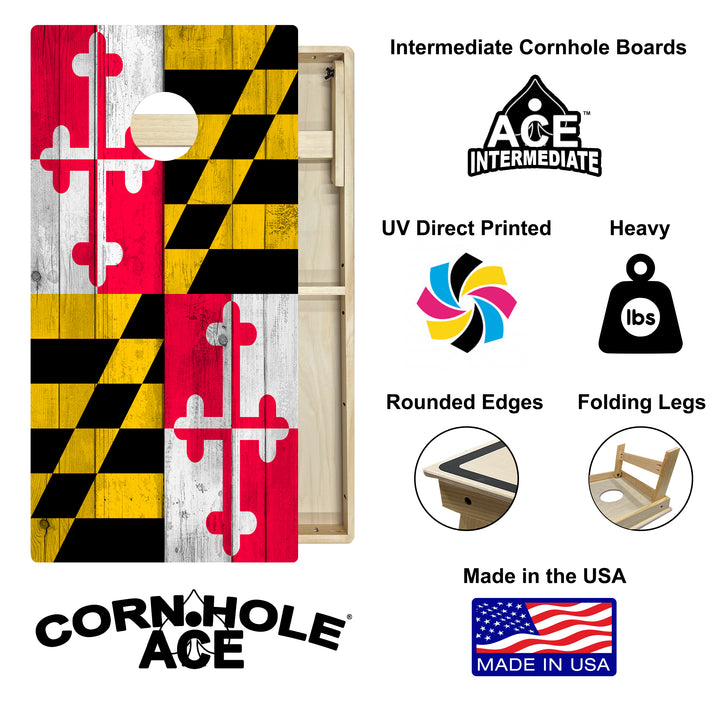 Maryland State Flag - Cornhole Board Set - Intermediate