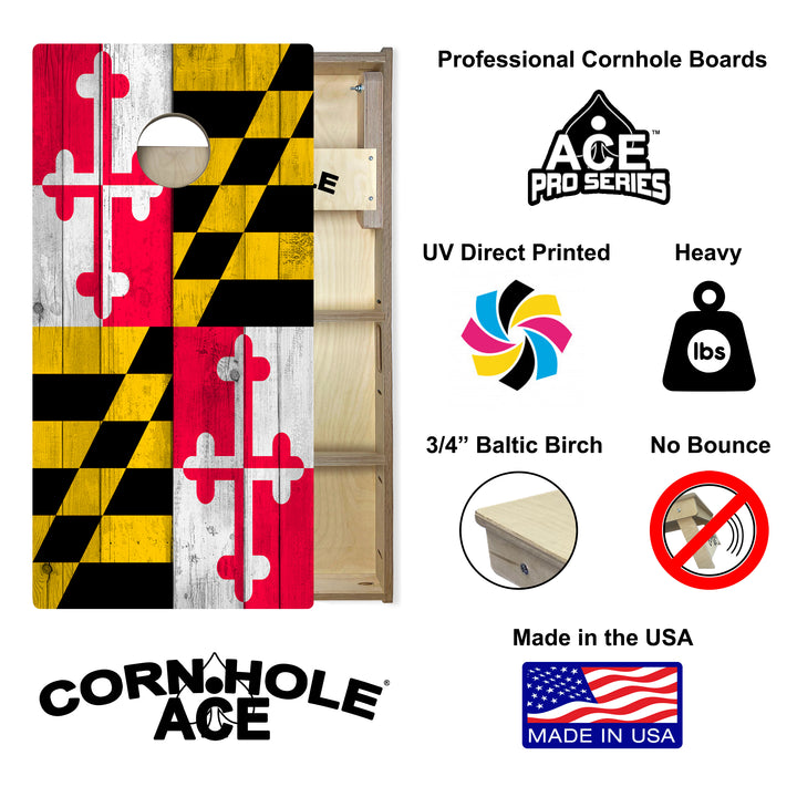 Maryland State Flag - Cornhole Board Set - Professional