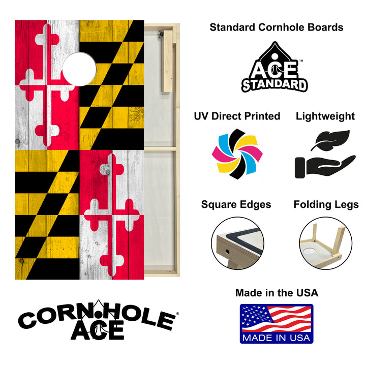 Maryland State Flag - Cornhole Board Set - Standard