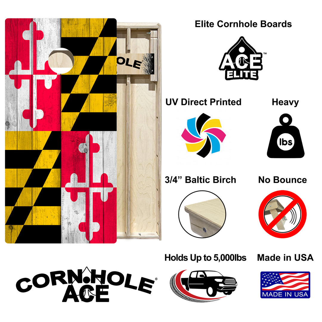 Maryland State Flag - Cornhole Board Set - Elite