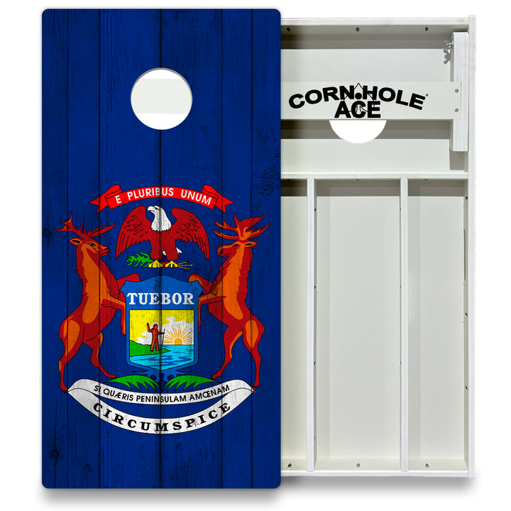 Michigan State Flag - Cornhole Board Set - All Weather