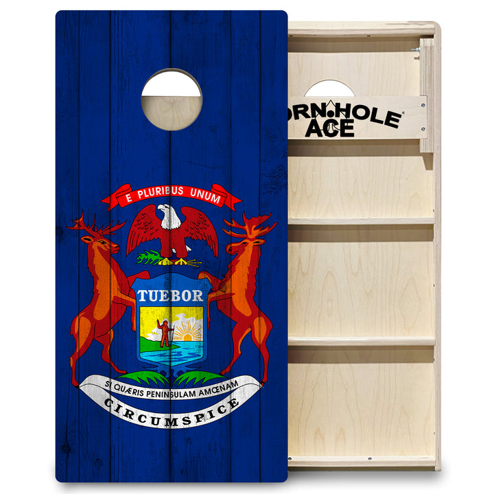 Michigan State Flag - Cornhole Board Set - Professional