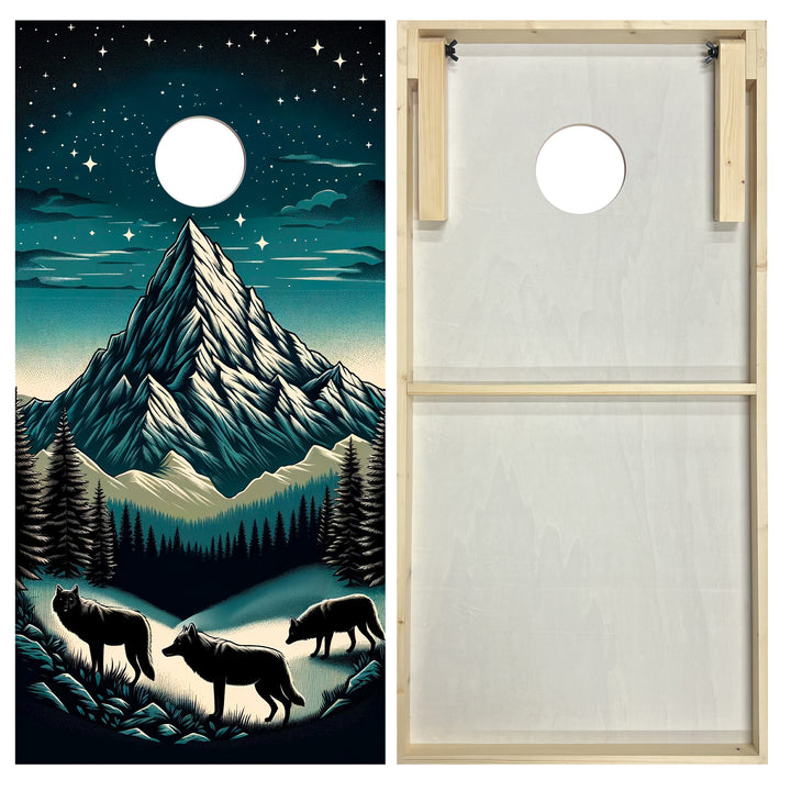 Moonlit Alpine Wolves - Cornhole Board Set - Standard