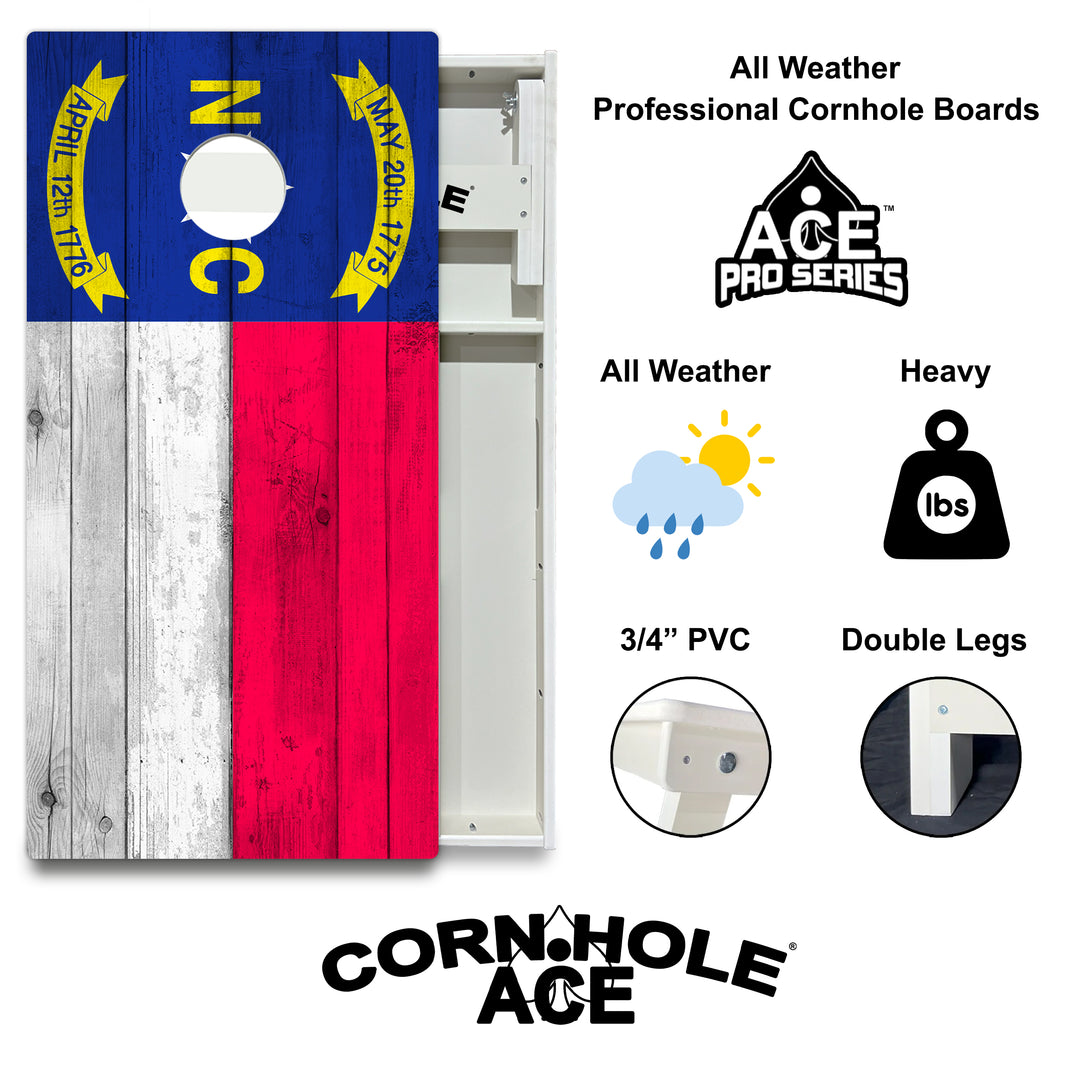 North Carolina State Flag - Cornhole Board Set - All Weather