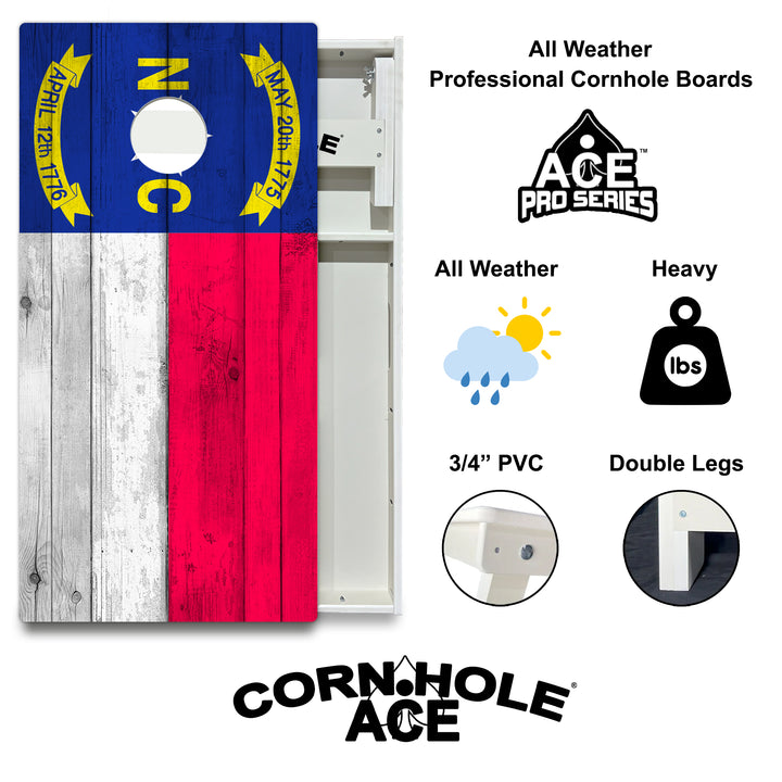 North Carolina State Flag - Cornhole Board Set - All Weather