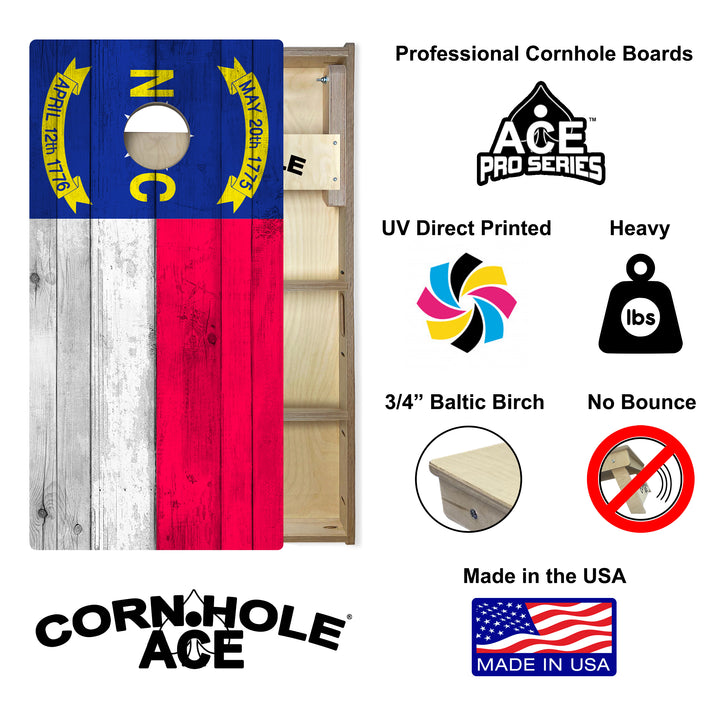 North Carolina State Flag - Cornhole Board Set - Professional