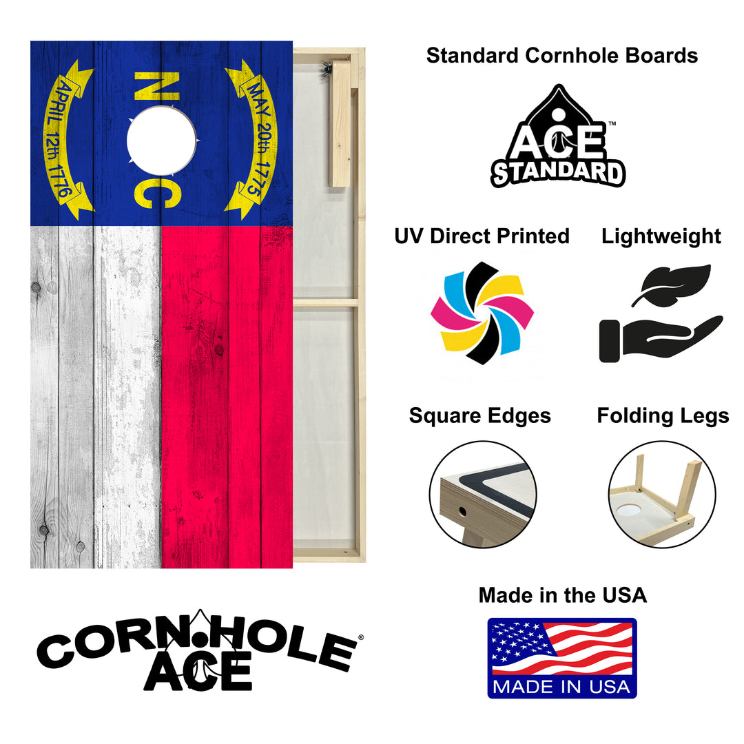 North Carolina State Flag - Cornhole Board Set - Standard