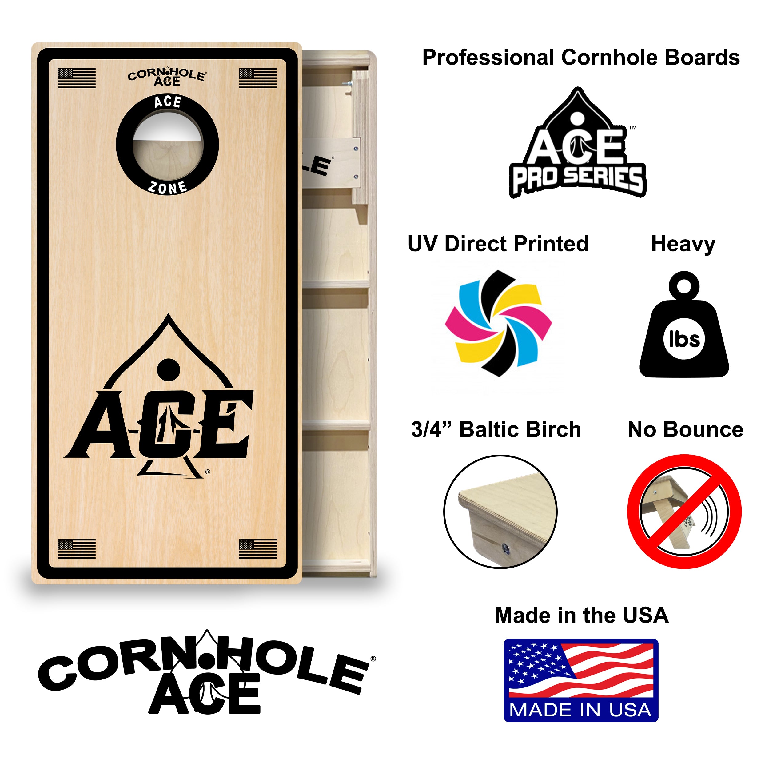 ACE Zone - Black Cornhole Board Set | Professional – CornholeAce