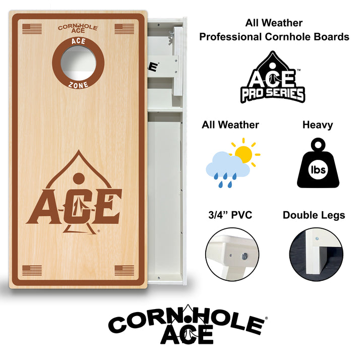 ACE Zone - Brown - Cornhole Board Set - All Weather