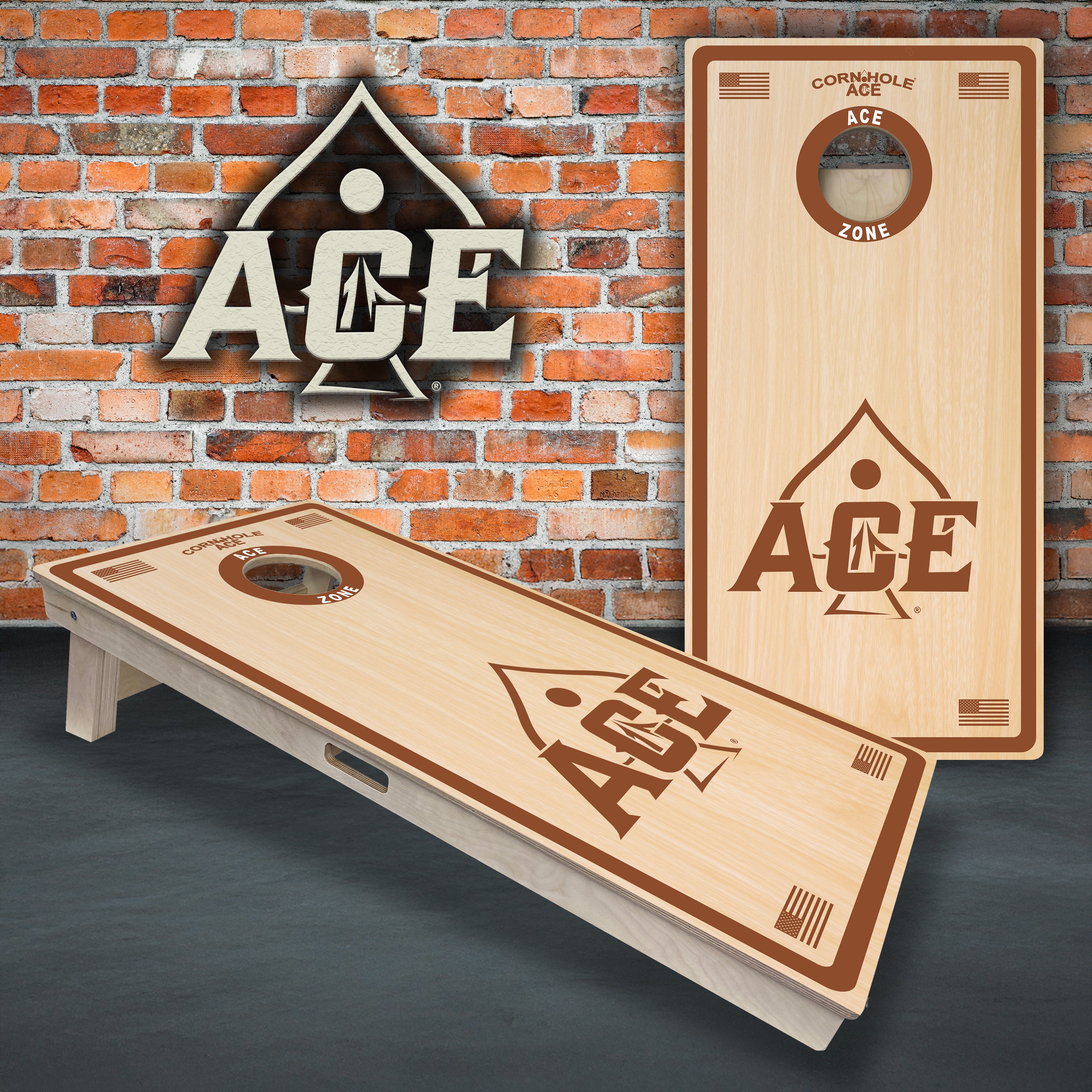 ACE Zone - Brown - Cornhole Board Set - Professional – CornholeAce