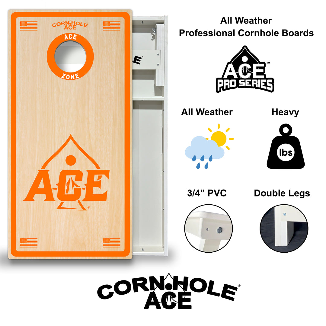 ACE Zone - Orange - Cornhole Board Set - All Weather