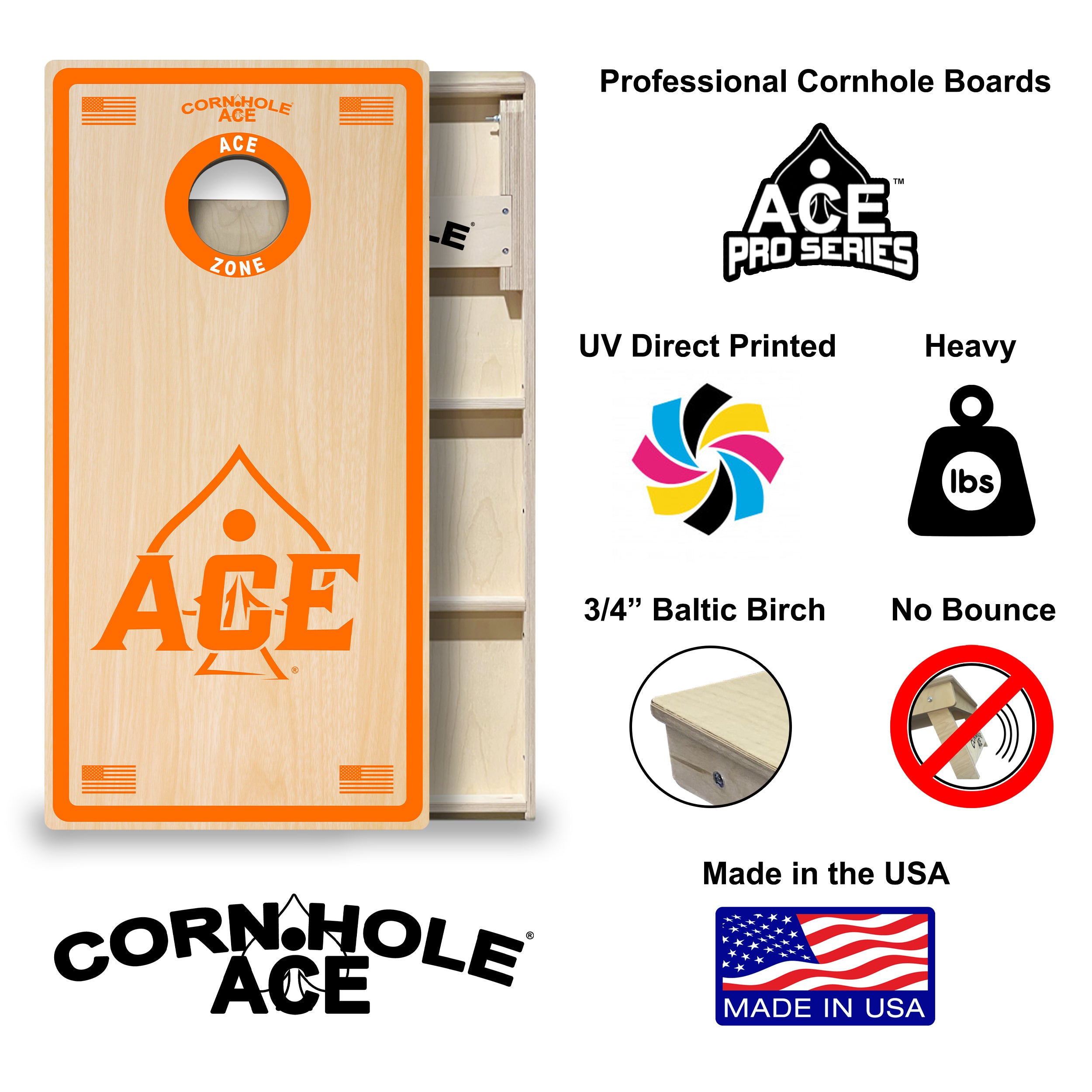 ACE Zone - Orange - Cornhole Board Set - Professional – CornholeAce