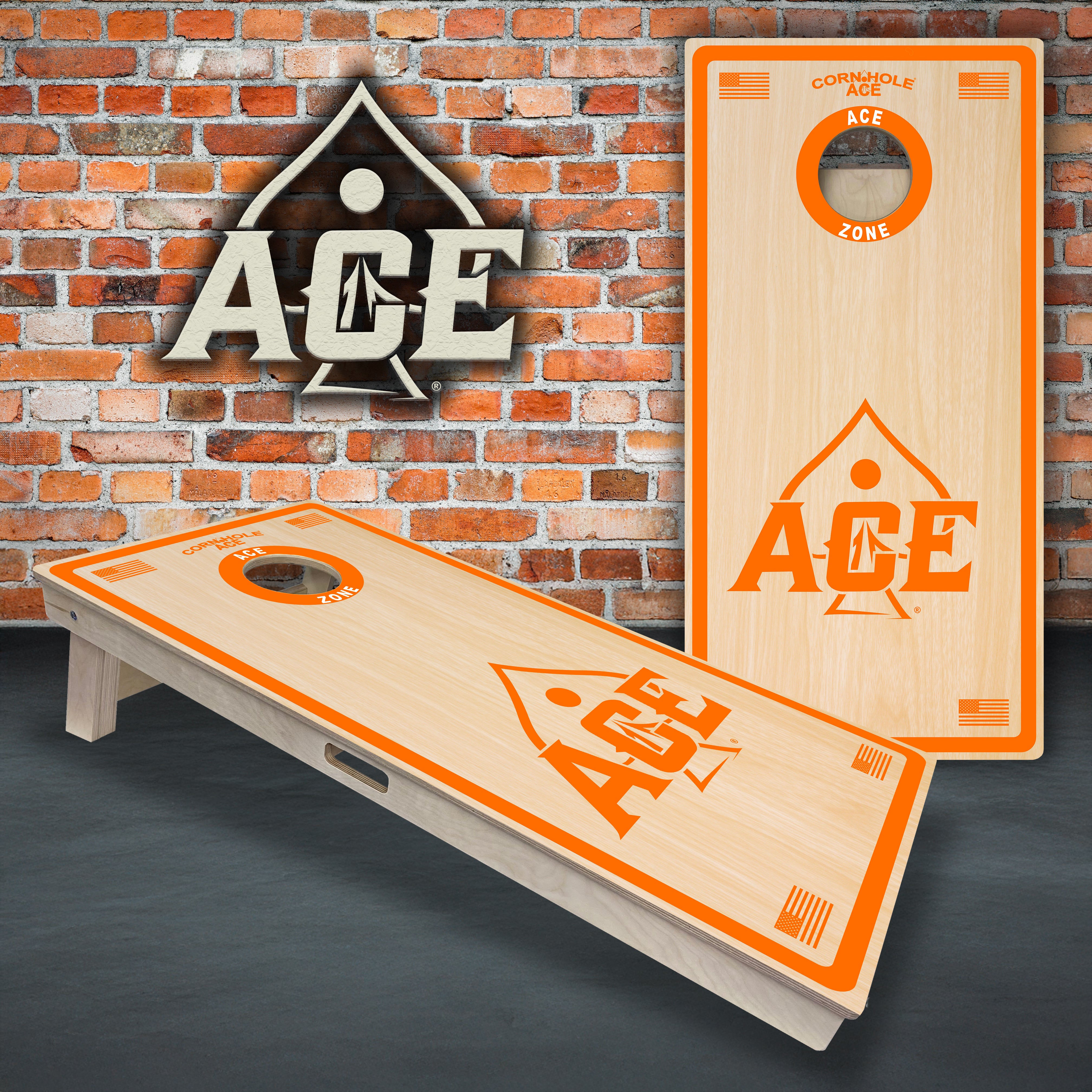 ACE Zone - Orange Cornhole Board Set | Professional – CornholeAce