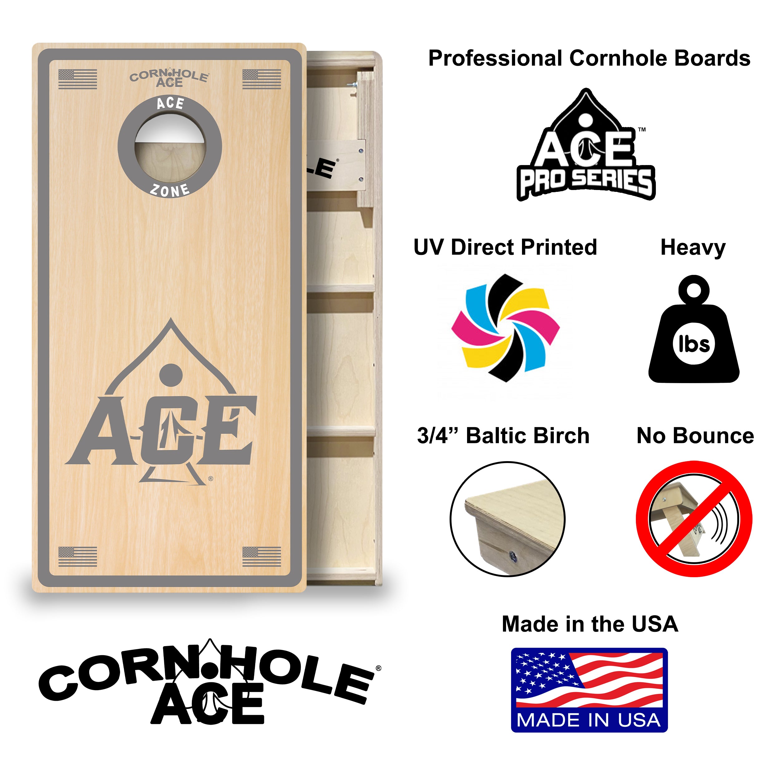 ACE Zone - Silver Cornhole Board Set | Professional – CornholeAce