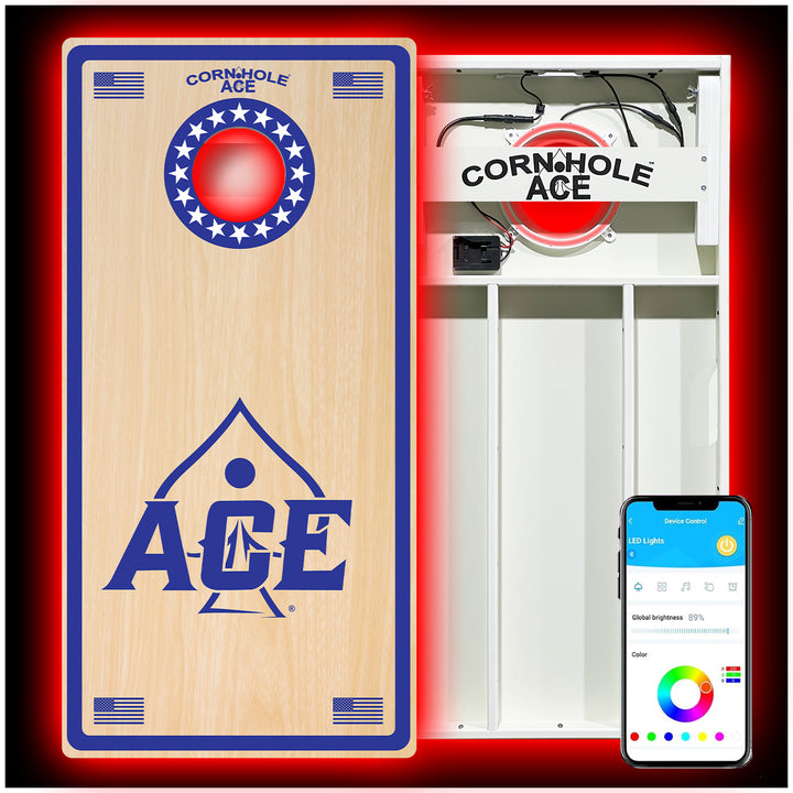 ACE Zone - Stars - Cornhole Board Set - All Weather - With Pro Light Kit