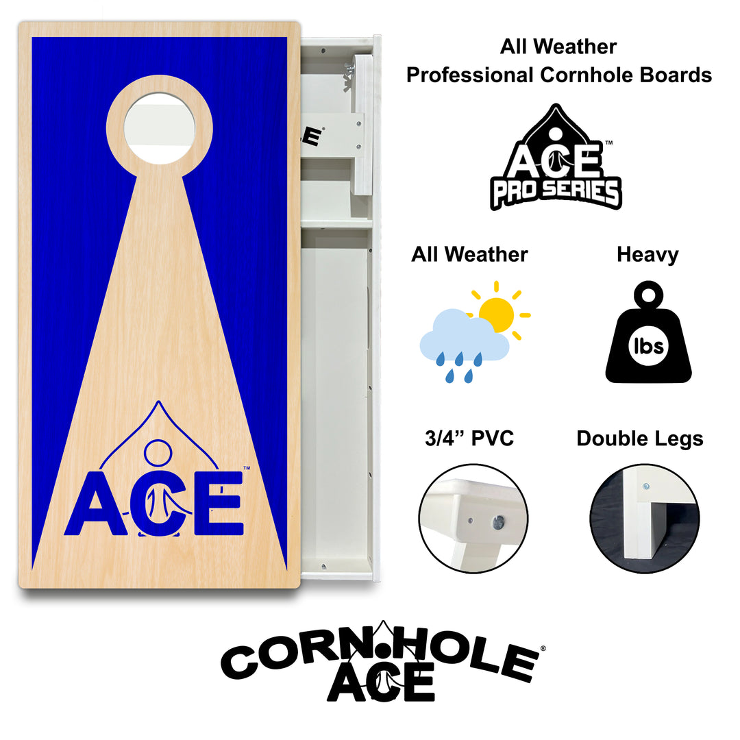 Navy Blue ACE Inverse Triangle - Cornhole Board Set - All Weather