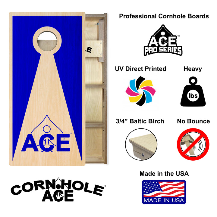 Navy Blue ACE Inverse Triangle - Cornhole Board Set - Professional