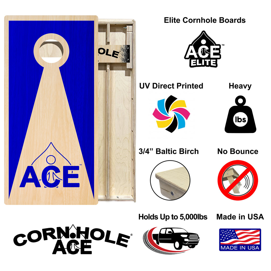 Navy Blue ACE Inverse Triangle - Cornhole Board Set - Elite