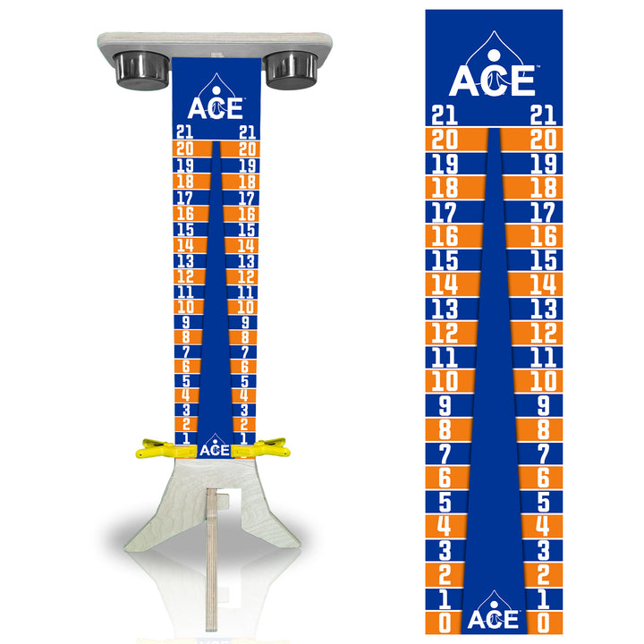 Elite Cornhole Scoreboard - 3ft Tall - Triangle Edition (Navy Blue/Orange)