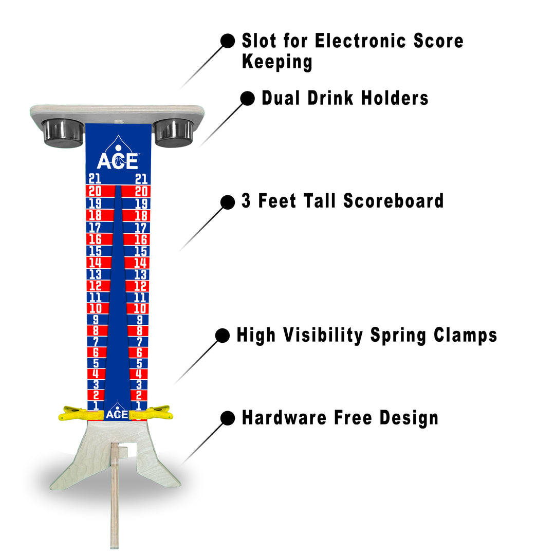 Elite Cornhole Scoreboard - 3ft Tall - Triangle Edition (Navy Blue/Red)