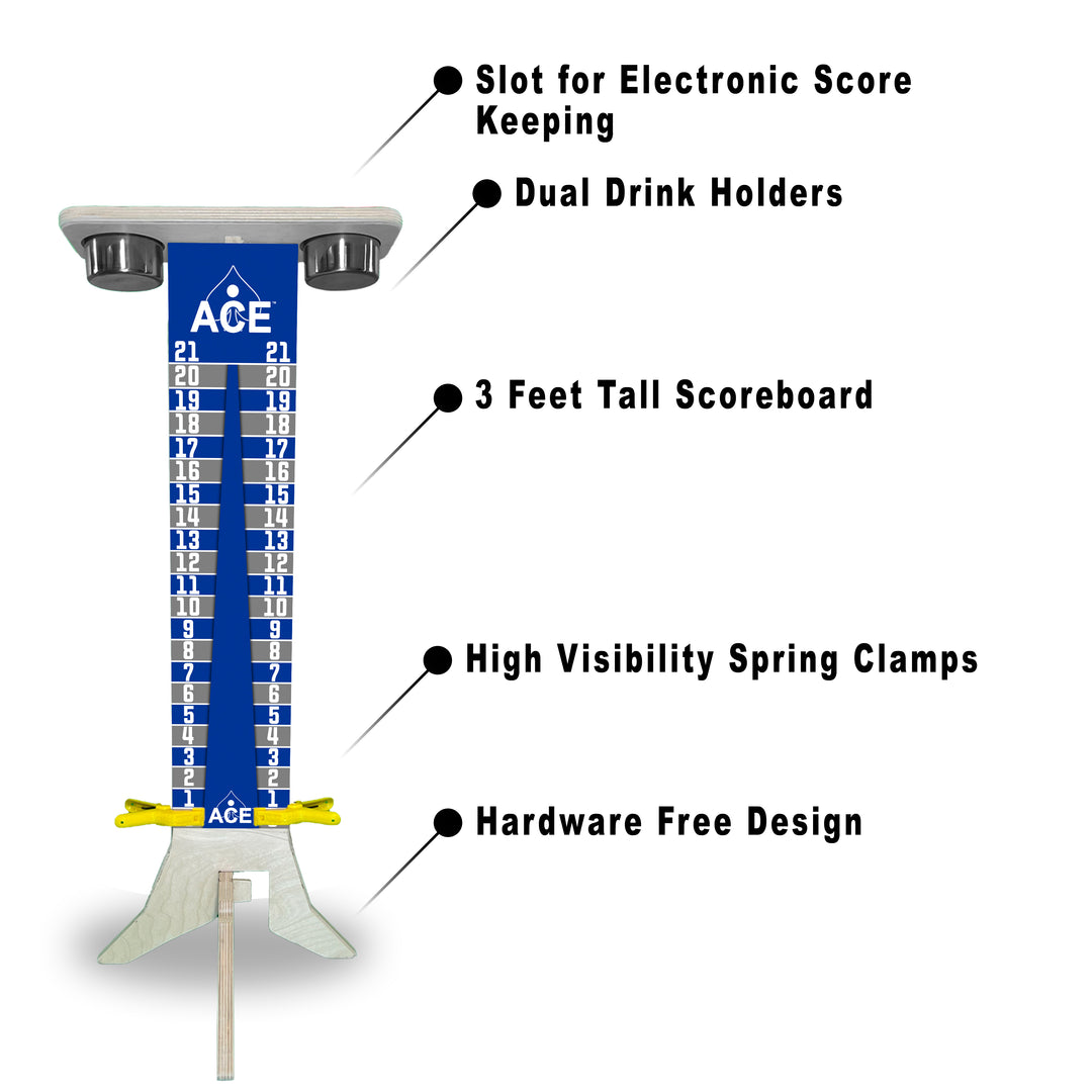 Elite Cornhole Scoreboard - 3ft Tall - Triangle Edition (Navy Blue/Silver)