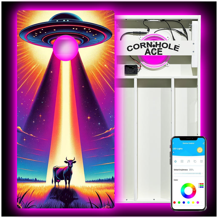 Neon UFO - Cornhole Board Set - All Weather - With Pro Light Kit