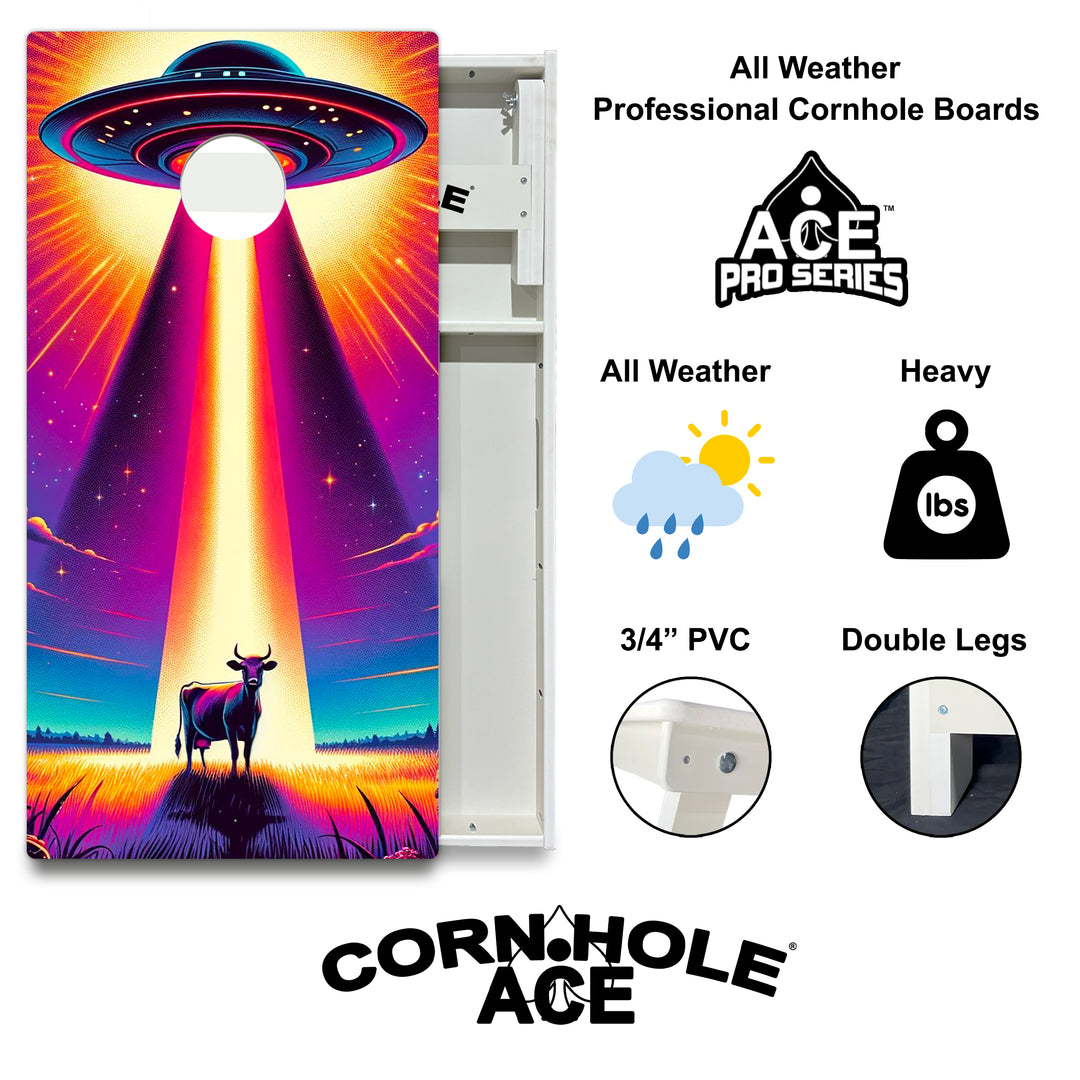 Neon UFO - Cornhole Board Set - All Weather