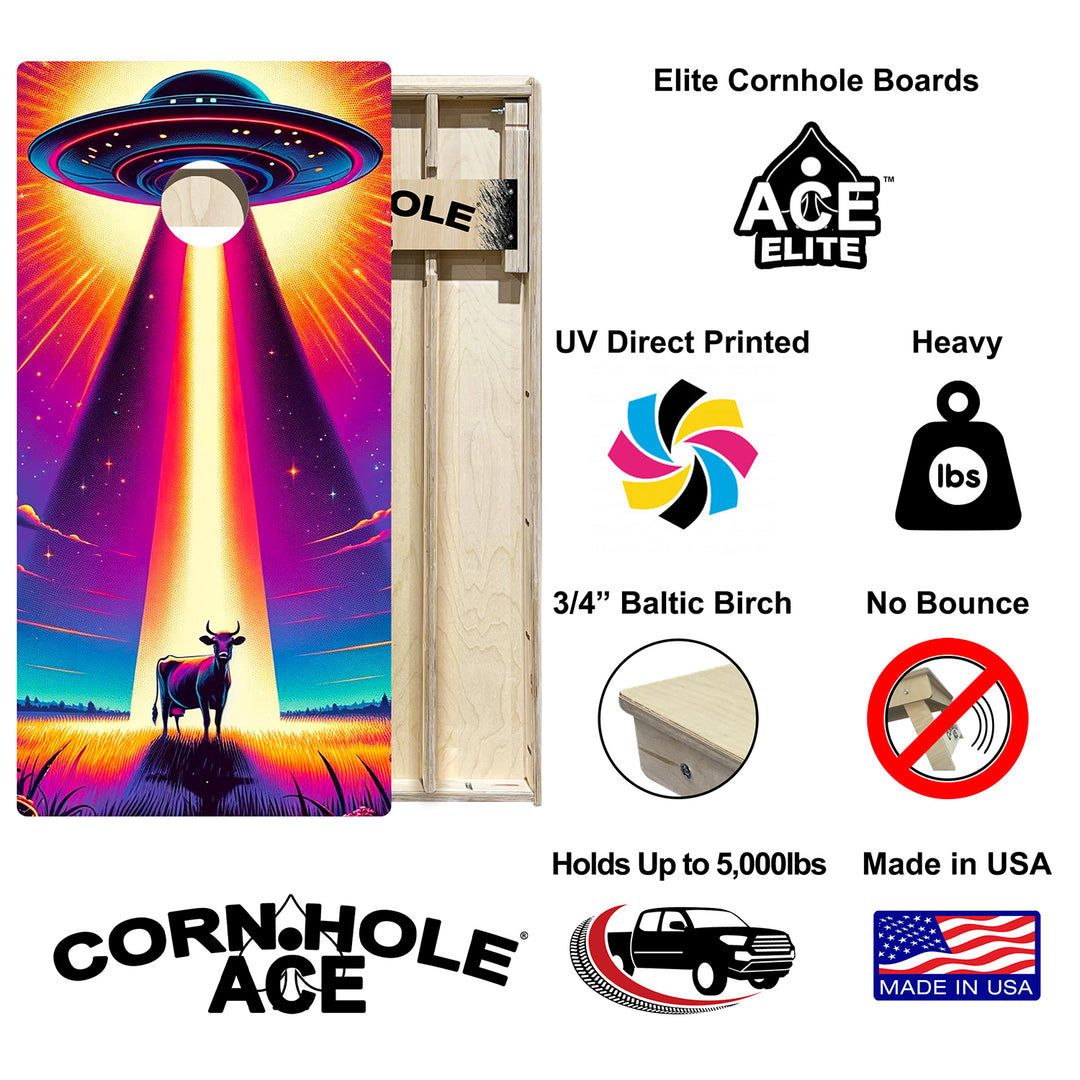 Neon UFO - Cornhole Board Set - Elite