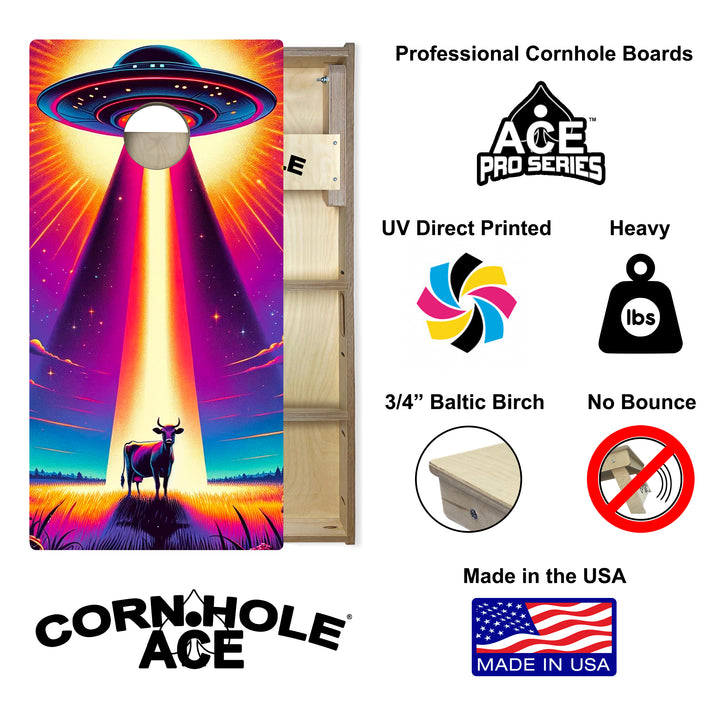 Neon UFO - Cornhole Board Set - Professional