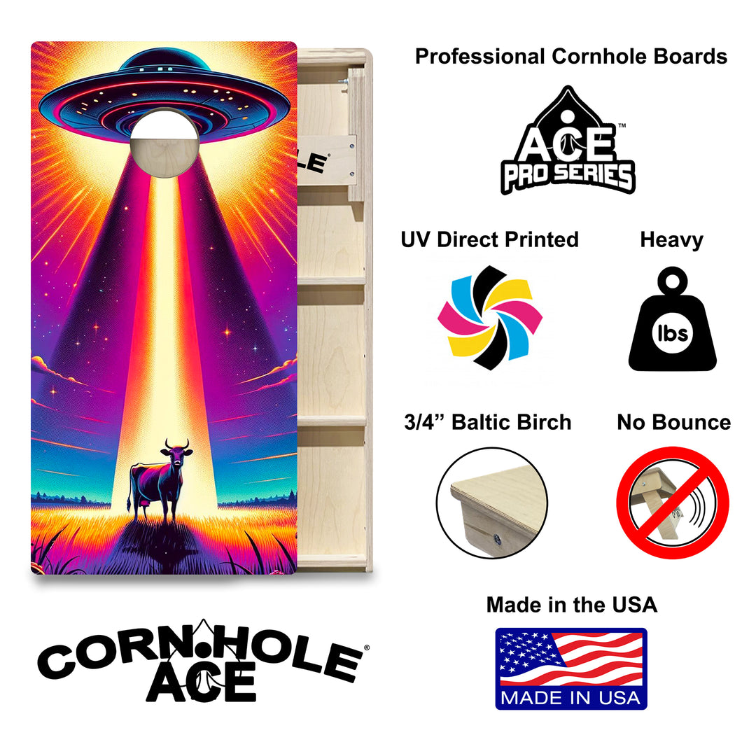 Neon UFO - Cornhole Board Set - Professional