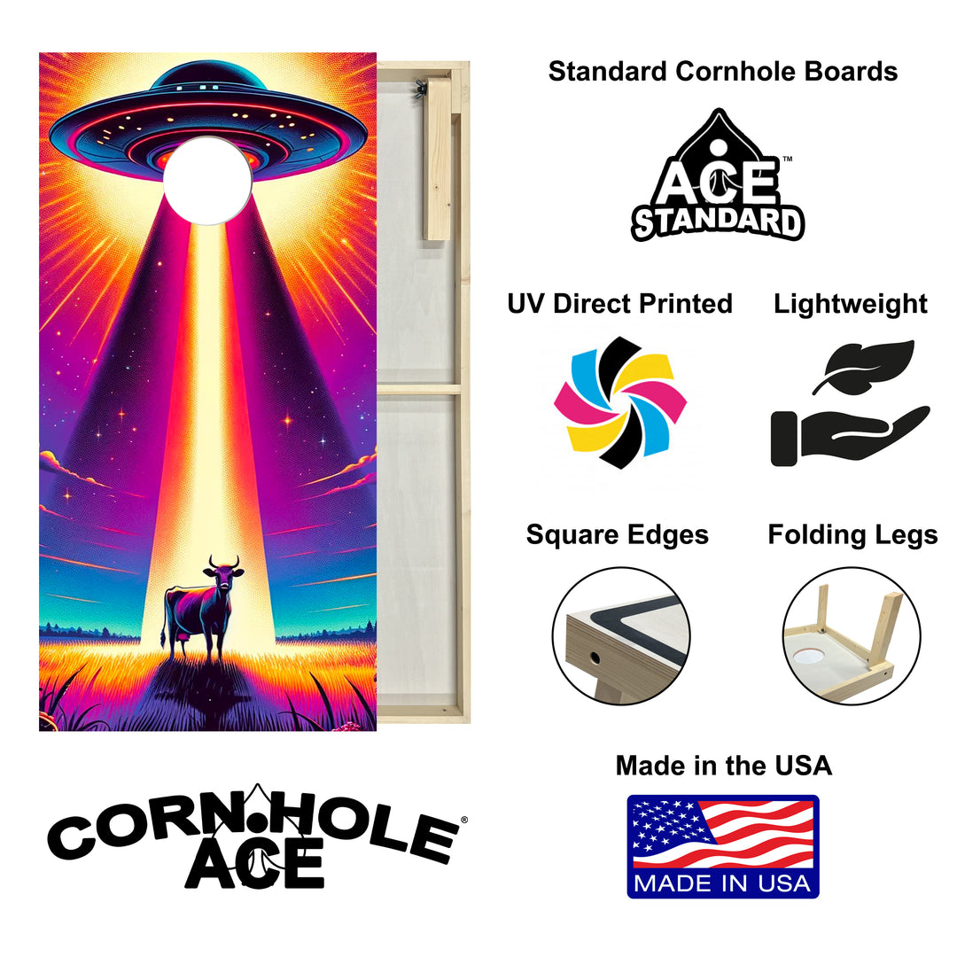 Neon UFO - Cornhole Board Set - Standard