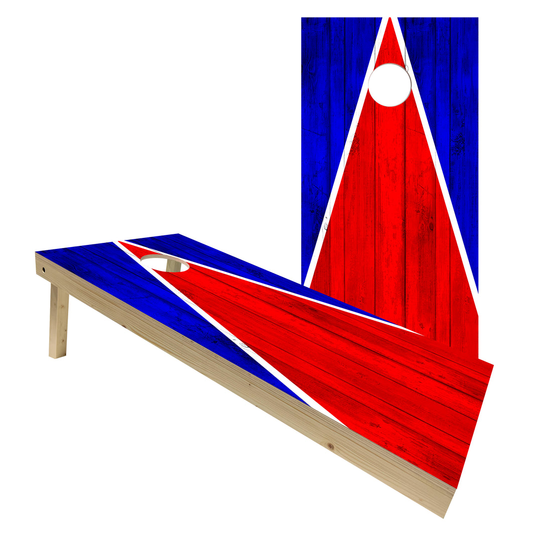 New England Tailgate Triangle Design (Red and Blue) - Cornhole Board Set - Standard