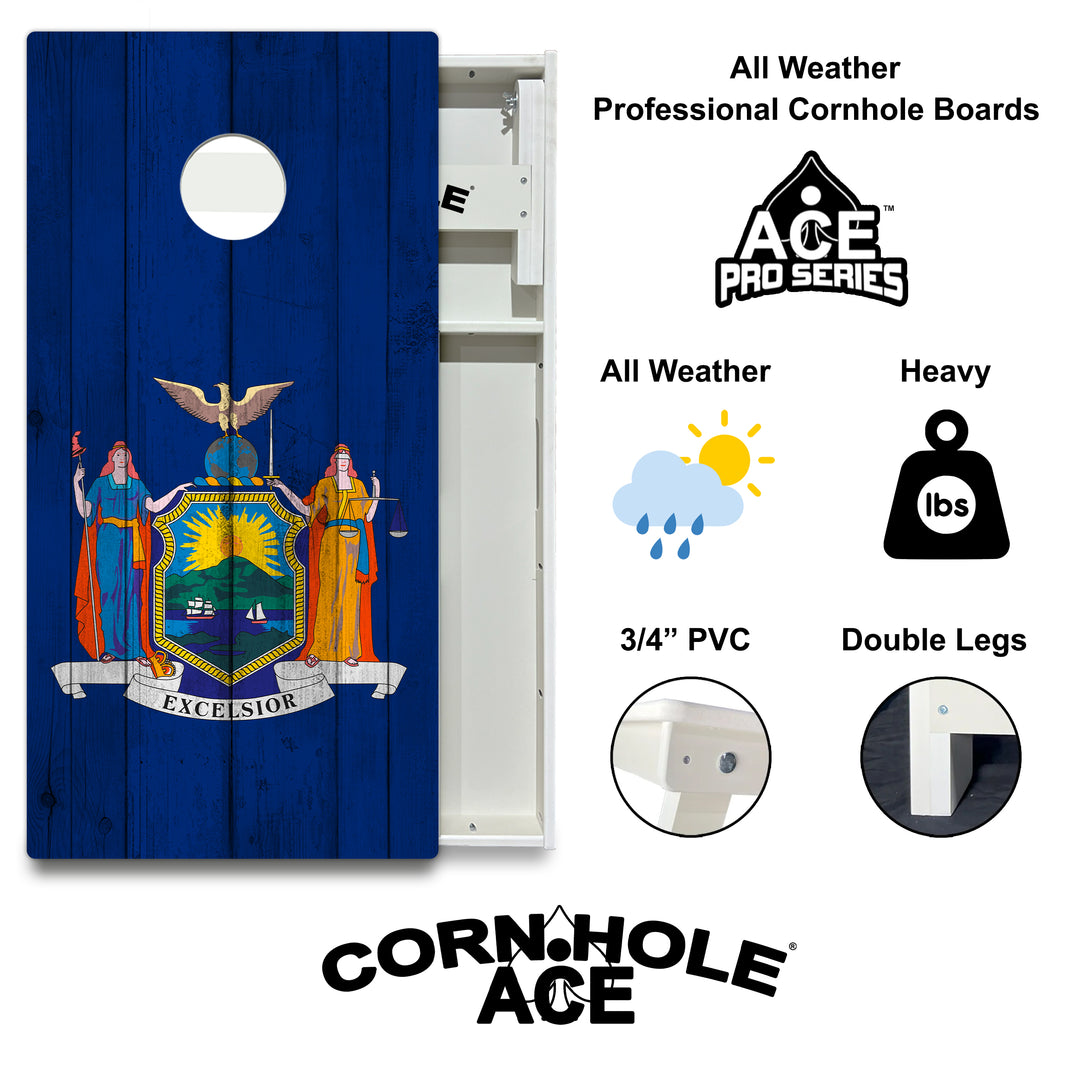 New York State Flag - Cornhole Board Set - All Weather