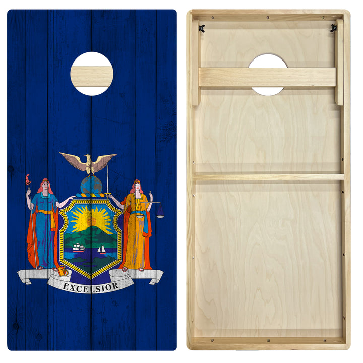 New York State Flag - Cornhole Board Set - Intermediate