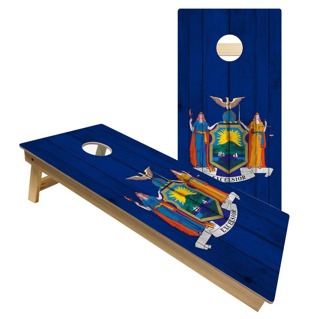 New York State Flag - Cornhole Board Set - Intermediate