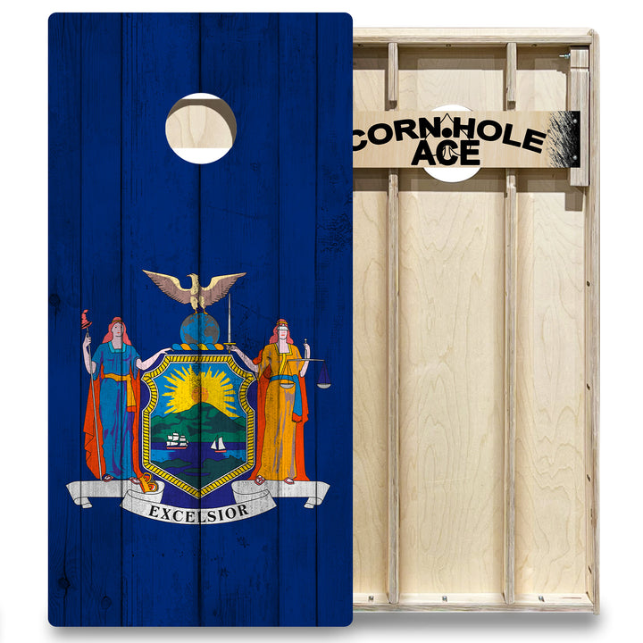 New York State Flag - Cornhole Board Set - Elite