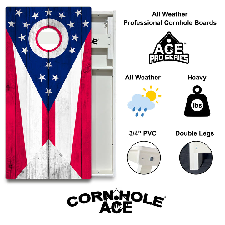 Ohio State Flag - Cornhole Board Set - All Weather