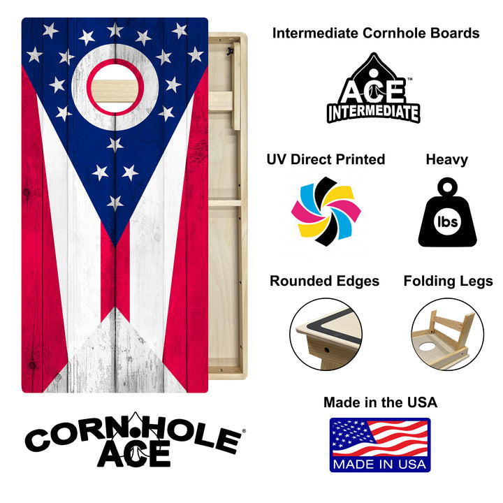 Ohio State Flag - Cornhole Board Set - Intermediate