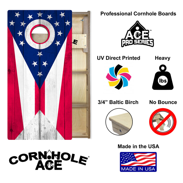 Ohio State Flag - Cornhole Board Set - Professional