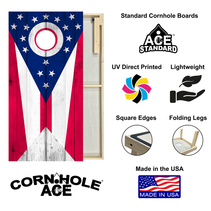 Ohio State Flag - Cornhole Board Set - Standard