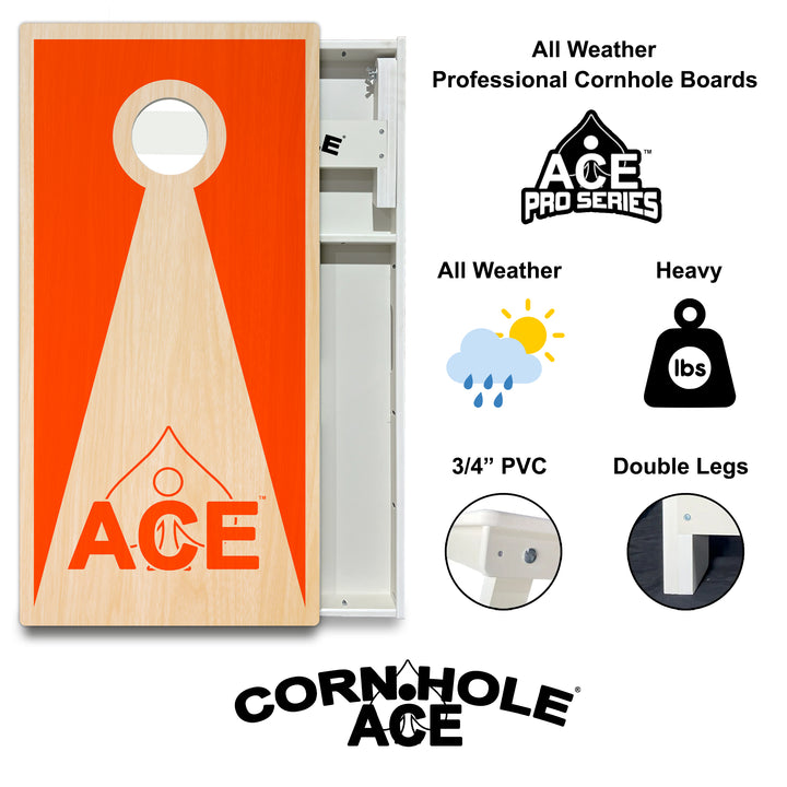 Orange ACE Inverse Triangle - Cornhole Board Set - All Weather