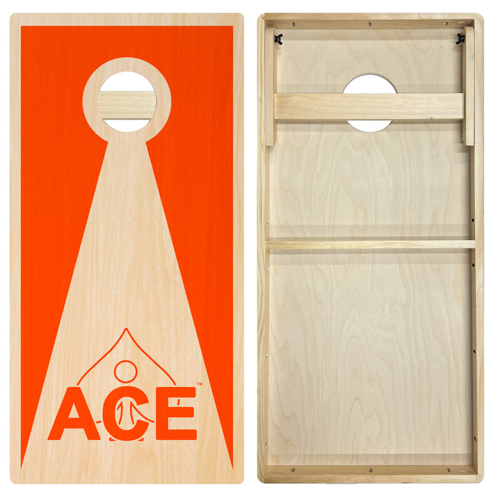 Orange ACE Inverse Triangle - Cornhole Board Set - Intermediate