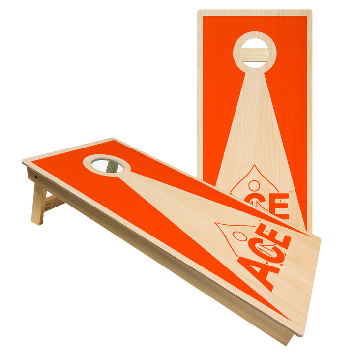 Orange ACE Inverse Triangle - Cornhole Board Set - Intermediate